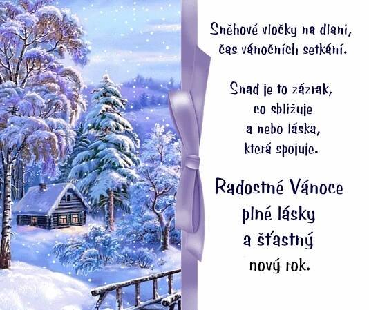a christmas card with a cabin in the snow