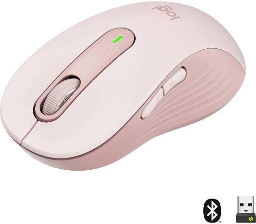 Logitech Signature M650 L optická myš, přenos bezdrátový, Bluetooth®, 5 tlačítko, 4000 dpi, růžová