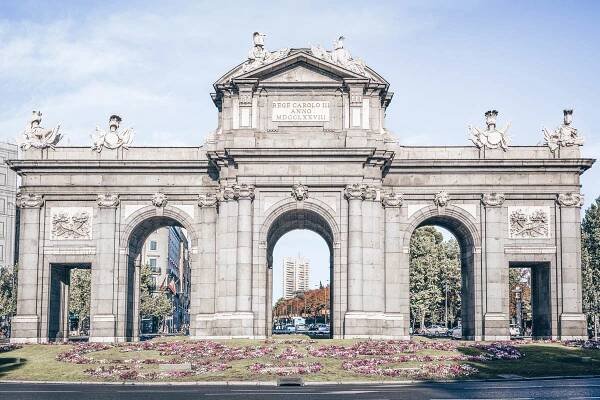 The famous Puerta de Alcala at Independence Square in Madrid, Spain