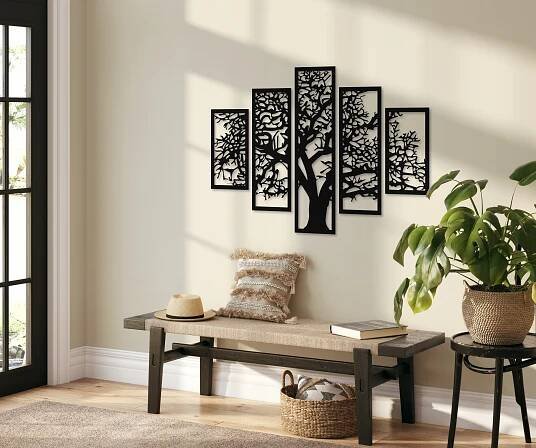 AŽUROVÁ DEKORACE STROM NÁSTĚNNÝ OBRAZ 3D OBRAZY DO OBÝVACÍHO POKOJE TRIPTYCH Šířka výrobku 87.5 cm
