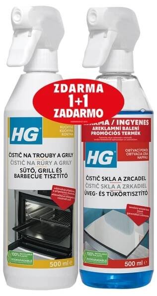 HG Čistič na trouby a grily 500 ml + HG čistič skla a zrcadel 500 ml