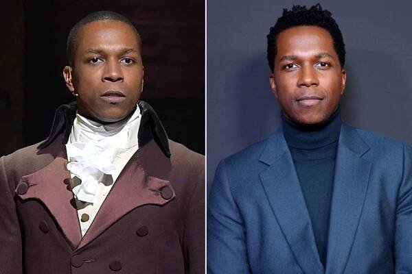 Leslie Odom Jr. in the Broadway production of 'Hamilton'; Leslie Odom Jr. on the red carpet