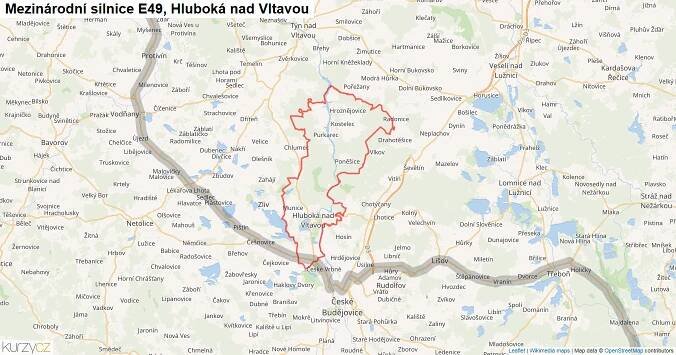 Hluboká nad Vltavou, Silnice E49 - Mapa | Kurzy.cz
