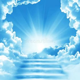 Plakát Schodiště do nebe. Koncept se sluncem a bílým clouds.Concept Náboženství pozadí
