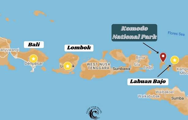 southern Indonesia Map bali Lombok Labuan Bajo Komodo National Park