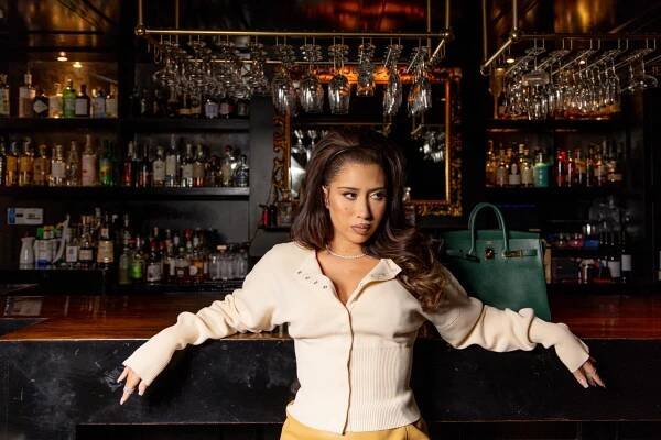 Singer Kali Uchis poses for a portrait at the Roosevelt Hotel in Los Angeles, CA. (Juliana Yamada / Los Angeles Times)