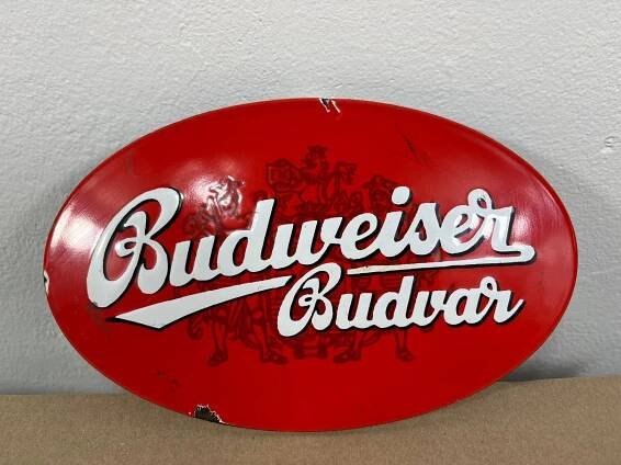 Starší reklamní smaltovaná cedule Budějovický Budvar - pivo - pivovar - Starožitnosti