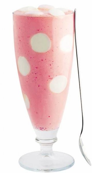 Jahodový milkshake s puntíky