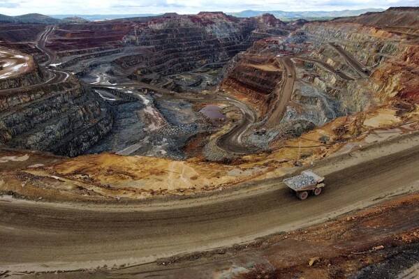 Top view of truck at a copper mine