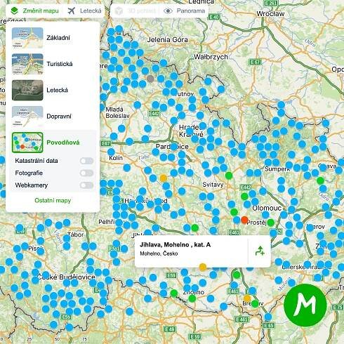 Mapy.cz připravily speciální mapové zobrazení, které sleduje povodňovou situaci