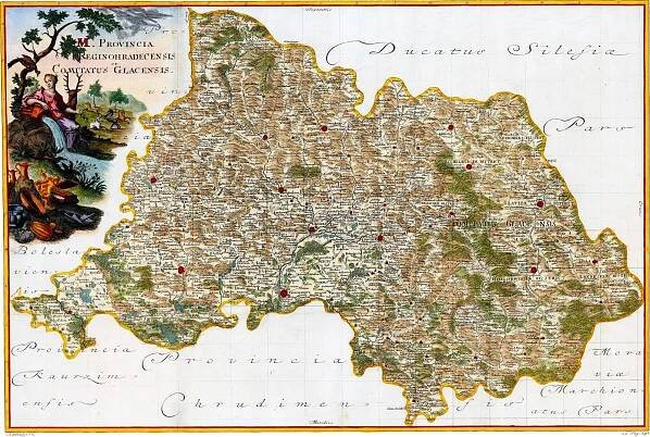 HISTORICKÁ MAPA HRADEC KRÁLOVÉ, REGION tisk 68 x45 cm, r. 1760 - Staré mapy a veduty