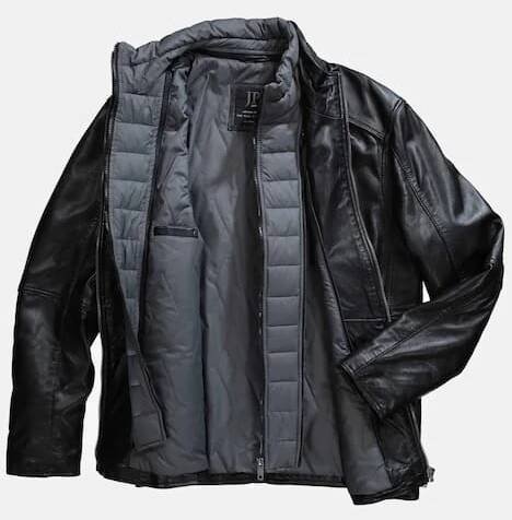 Kožená bunda, jehněčí nappa kůže, prošívaná vsadka, zip