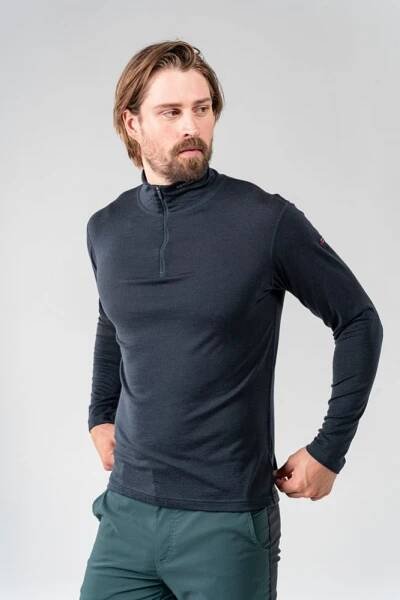 Pánské Merino tričko se stojáčkem na zip Devold Breeze Černá L : Norskamoda.cz