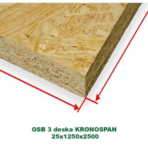 OSB 3 deska KRONOSPAN 25x1250x2500 Rovná hrana