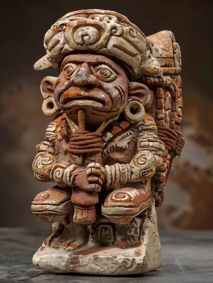 a stone carving dwarf of uxmal from mayan folklore