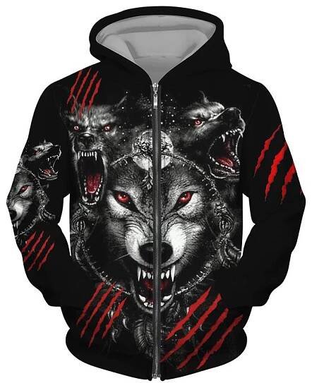 Cool 3D Wolf Mikiny s potiskem na zip Móda Muži Ženy Streetwear Bunda s kapucí Unisex Ležérní Hip Hop Pulovr Dětské Mikiny