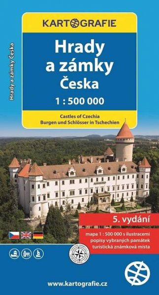 Hrady a zámky Česka 1:500 000 - Kartografie PRAHA (2022, mapa)
