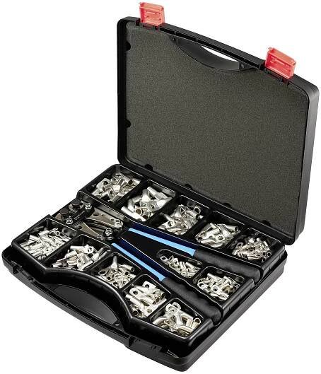 TRU COMPONENTS TC-11894512 Rohrkabelschuh-Sortiment 6 - 50 mm2 mit Crimpzange 6 mm2 50 mm2 stříbrná 281 ks