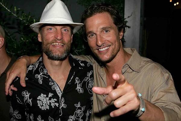 Matthew McConaughey and Woody Harrelson at the after party for the world premiere of Anchor Bay's Surfer, Dude which benefitted the Austin Film Society at the Paramount theater on September 3, 2008 in Austin, Texas.
