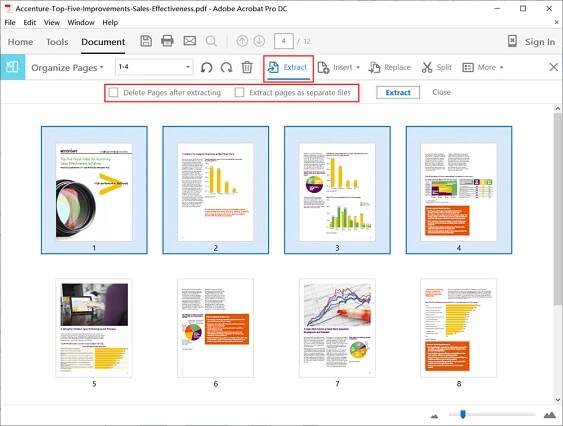 Adobe Acrobat Pro DC Extract Pages