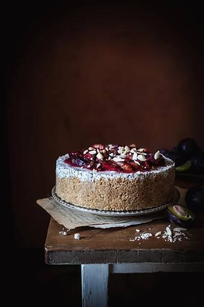 Makovo slivkový nepečený cheesecake