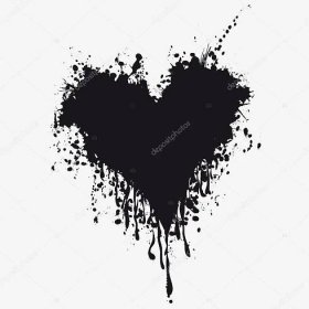 Download - Grunge heart ink blood vector. Love splash splatter illustration. — Illustration