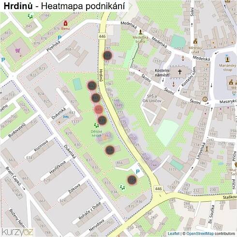 Mapa Hrdinů - Firmy v ulici.
