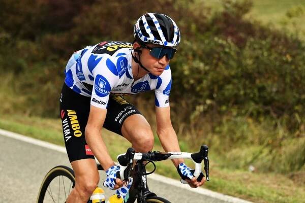 LEKUNBERRI SPAIN  OCTOBER 21 Sepp Kuss of The United States and Team Jumbo  Visma Polka Dot Mountain Jersey  during the 75th Tour of Spain 2020 Stage 2 a 1516km stage from Pamplona to Lekunberri  lavuelta  LaVuelta20  La Vuelta  on October 21 2020 in Lekunberri Spain Photo by David RamosGetty Images
