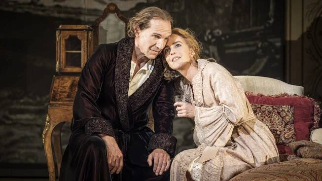 Ralph Fiennes as Henry Irving and Miranda Raison as Ellen Terry in Grace Pervades at Theatre Royal Bath. Photo: Marc Brenner
