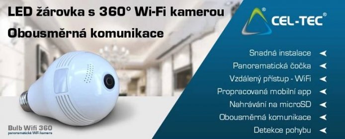 Panoramatická kamera v žárovce CEL-TEC Bulb Wifi 360 - Kabelmánie.cz