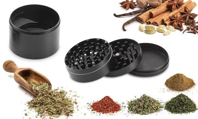 iMounTEK 4-Piece Herb Spice Tobacco Grinder with Window and Scraper