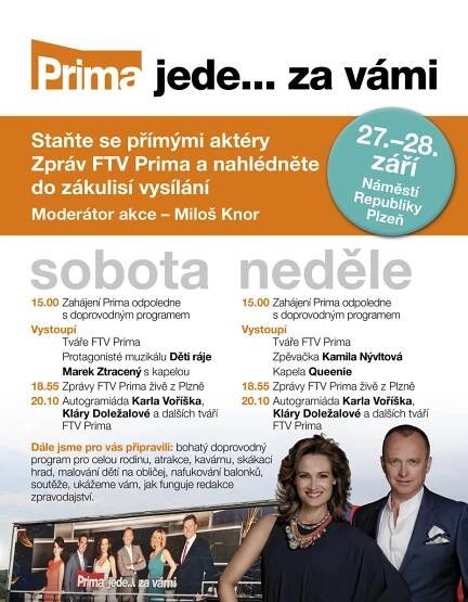 Zprávy televize FTV Prima se budou vysílat z Plzně : Plzeň - oficiální informační server města