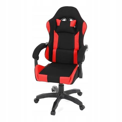 KA-R209 RED - Herní křeslo, synchronní mechanismus, černá a červená látka, plast. kříž