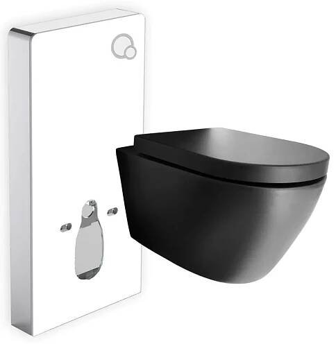 WC Set 46: Toaleta B-8030R černáSanitární jednotka 805 Bílá - Soft-close sedátko