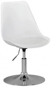 Plsatová otočná židle bez koleček- kovový podstavec, bílá / chrom