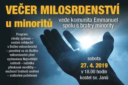Večer milosrdenství 2019 s komunitou Emmanuel v Brně u minoritů - Biskupství brněnské