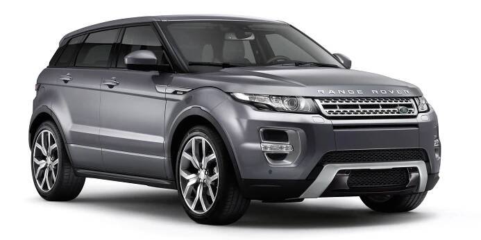 a silver Range Rover Evoque