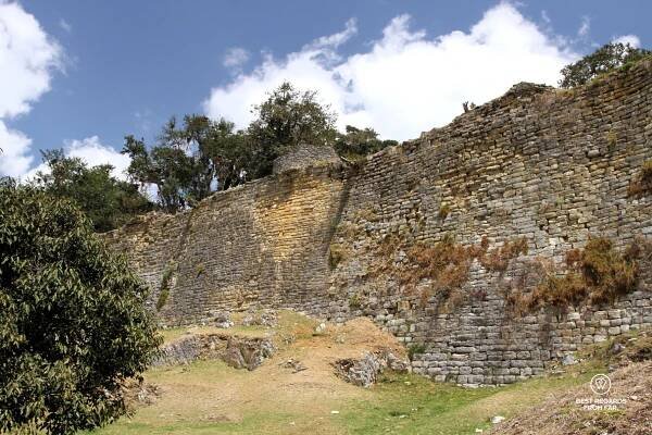 The fortified and majestic wall of the Chachapoyas ruins of Kuelap.