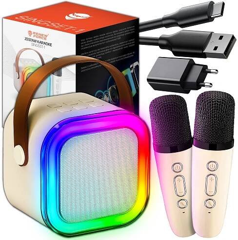 SADA KARAOKE MIKROFON KARAOKE REPRODUKTOR BLUETOOTH RGB DVA MIKROFONY USB 2