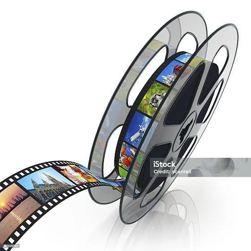 Filmový naviják s filmovým pásem - Bez autorských poplatků Filmový průmysl - Témata Stock fotka