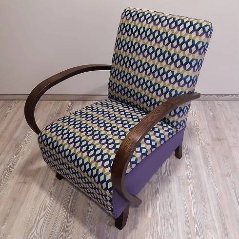 Různé podoby renovace křesla - návrh J. Halabala, Louňovice, Čalounický ateliér Louňovice, RETRO ARRIVALS UPHOLSTERY