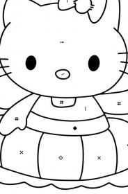 Omalovánka Hello Kitty plave - Omalovánka podle Symbolů pro děti