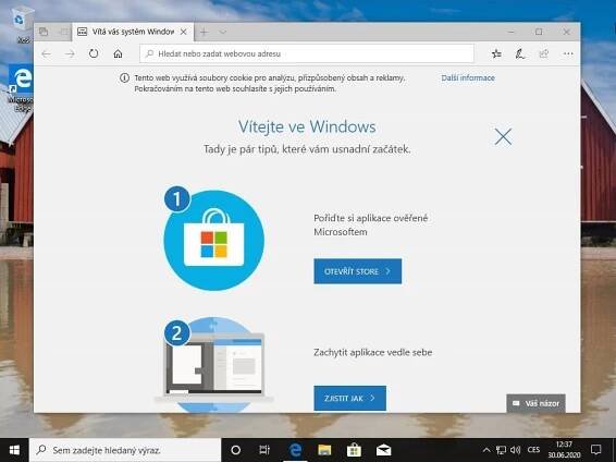 Plocha po instalaci Windows 10