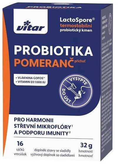 Vitar Probiotika + vláknina + vitamíny C a D 16 sáčků