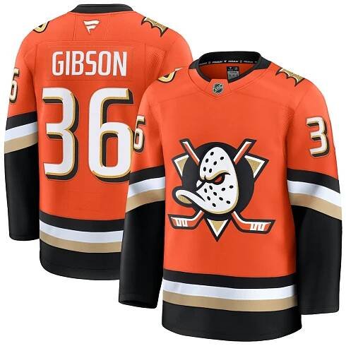 Anaheim Ducks Fanatics Branded Home Premium Jersey - Orange - John Gibson - Mens