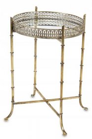 Kovový stolek bar květinový záhon staré zlato zrcadlo