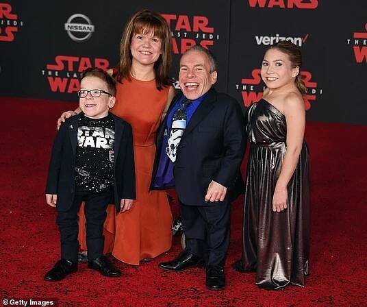 Warwick and Samantha pictured with their children Harrison and Annabelle at the premiere of Star Wars: The Last Jedi in California in 2017