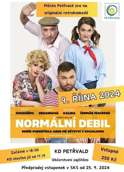 Divadelní představení Normální debil SKS, 9.10.2024, 18:00 hod., Kulturní dům Petřvald, Retrokomedie, Deník puberťáka aneb mé dětství za socialismu  250,-