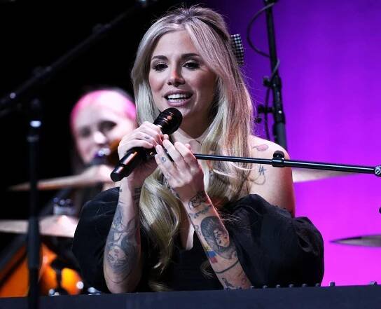 Christina Perri performs onstage during Audacy's Leading Ladies 2024 at Kings Theatre on March 20, 2024 in Brooklyn, New York. 