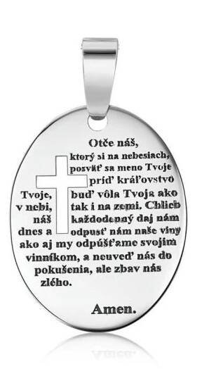 Prívesok s modlitbou Otčenáš v slovenčine zo striebra, 925 - Celebritka